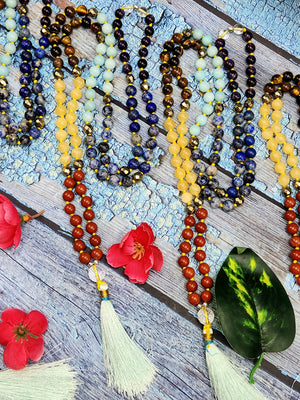 Unique 7-chakra 109 bead necklace with tassel | gemstone/crystal jewelry | Mother's Day/Anniversary/Engagement/Birthday gift