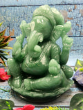 Australian Green Aventurine crystal Carving of Ganesh - Lord Ganesha Idol in Crystals/Gemstone - Reiki/Chakra/Healing - 7.5 in and 3.05 kg (6.71 lb)