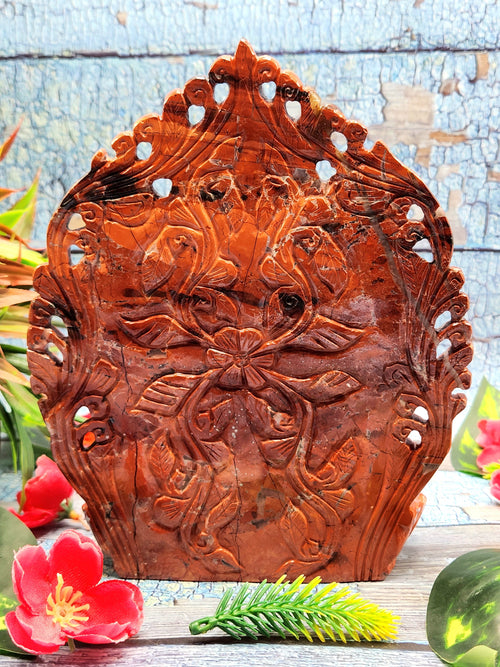Red Jasper Hand carved statyue of Ganesh - Lord Ganesha Idol |Sculpture in Crystals/Gemstones - Reiki/Chakra/Healing - 7.5 inches and 1.76 kgs