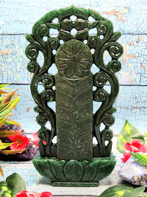 Buddha with beautiful arch - handmade carving of serene and standing Lord Buddha -crystal/reiki - 10 in and 1.91 kg