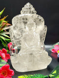 Clear Quartz Double-sided Buddha - handmade carving of serene and meditating Lord Buddha -crystal/reiki/healing - 6.5 inches and 1.21 kg