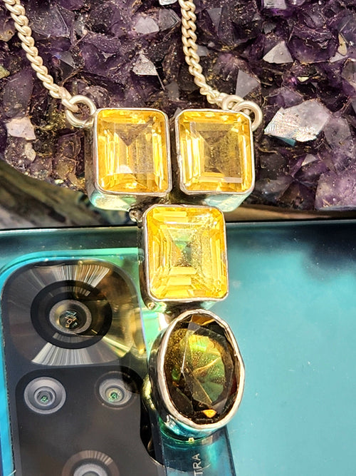 Smokey citrine necklace in 925 sterling silver - gemstone/crystal jewelry | Mother's Day/engagement/anniversary/occasion gift