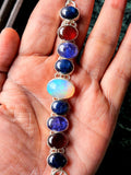 Exquisite opal, tanzanite, star sapphire and garnet bracelet set in 925 sterling silver - gemstone jewelry | Ideal special occasion gift