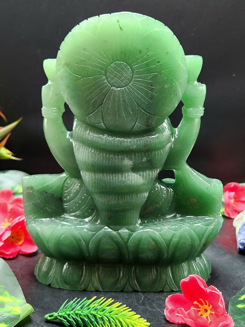 Green Aventurine Laxmi Statue - Goddess Laxmi carving 7.5 inches and 1.95 kgs (4.29 lb) - gemstone/reiki/energy/healing