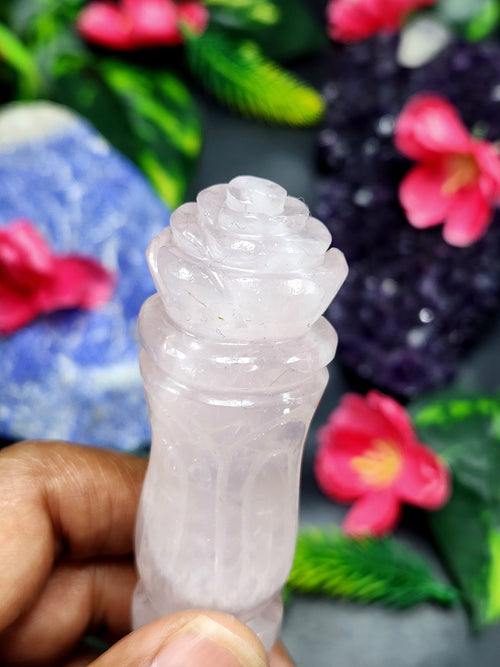 Rose Quartz carving of a traditional phurba - Carvings in gemstones and crystals - 5 inches and 100 gms (0.22 lb)