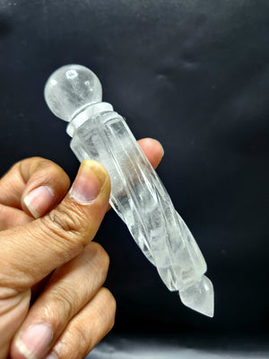 Clear Quartz carving of a traditional phurba - Carvings in gemstones and crystals - 5 inches and 95 gms