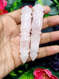 Rose Quartz carving of a traditional phurba - Carvings in gemstones and crystals - 3.5 inches and 35 gms