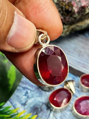 Beautiful Ruby Corundum Faceted Pendant in 925 Sterling Silver: A Powerful Crystal Healing and Gift Choice - gemstone/crystal jewelry |Mother's Day/engagement/anniversary/birthday gift