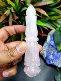Rose Quartz carving of a traditional phurba - Carvings in gemstones and crystals - 5 inches and 92 gms (0.20 lb)