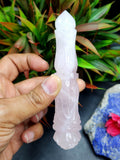 Rose Quartz carving of a traditional phurba - Carvings in gemstones and crystals - 5 inches and 100 gms (0.22 lb)