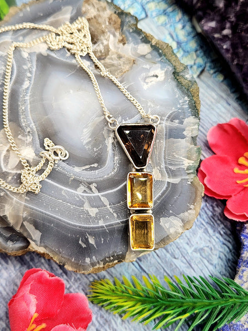 Stunning smokey citrine necklace in 925 sterling silver - gemstone/crystal jewelry | Mother's Day/engagement/anniversary/occasion gift