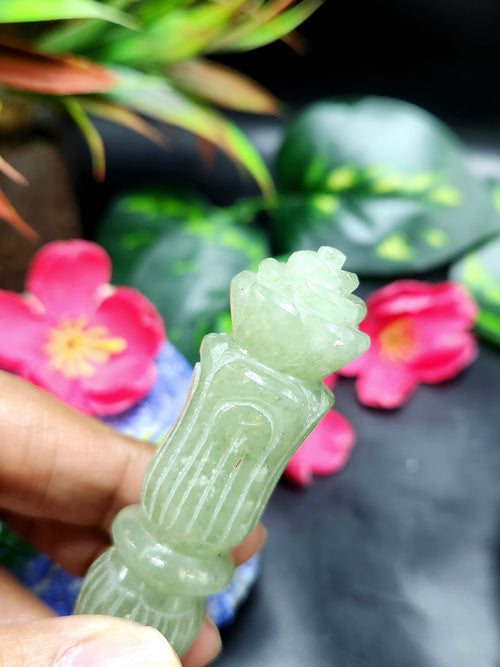 Green Aventurine carving of a traditional phurba - Carvings in gemstones and crystals - 4.5 inches and 40 gms