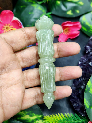 Green Aventurine carving of a traditional phurba - Carvings in gemstones and crystals - 4.5 inches and 40 gms