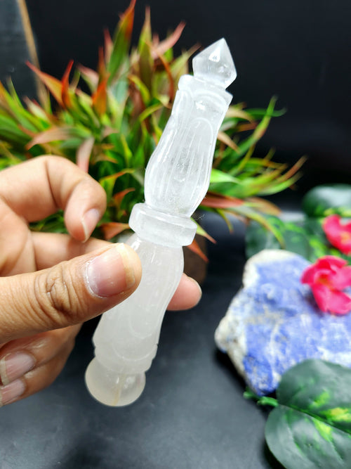 Clear Quartz carving of a traditional phurba - Carvings in gemstones and crystals - 5 inches and 98 gms