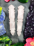 Rose Quartz carving of a traditional phurba - Carvings in gemstones and crystals - 3.5 inches and 35 gms