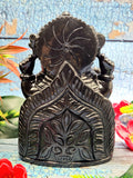 Elegant Handmade Ganesh Carving in Black Agate Stone - Embrace Strength and Protection - 6 inches and 1.89 kgs (4.16 lb)