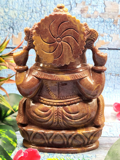 Stunning Handmade Ganesh Carving in Mookaite Jasper Stone - Embrace Balance and Vitality - 7 inches and 1.31 kg (2.88 lb)