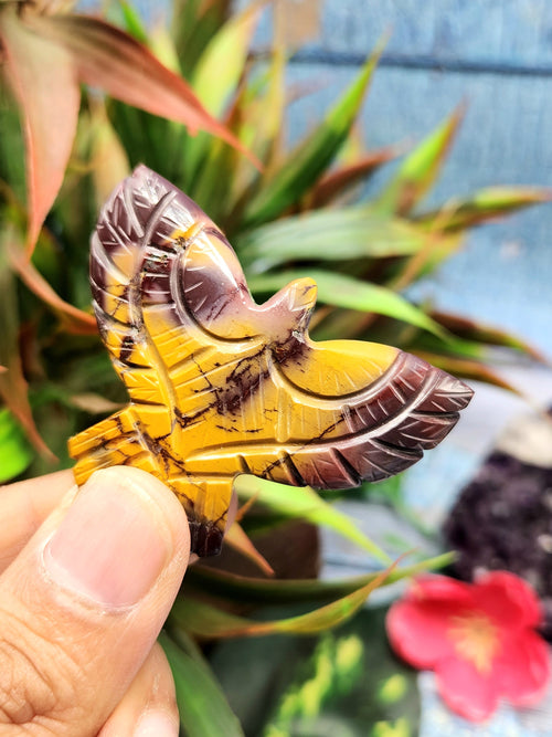 Exquisite Handmade Carving of Phoenix/Eagle in Mookaite Jasper Stone - Symbol of Transformation and Vitality - 2 inches - ONE PIECE ONLY