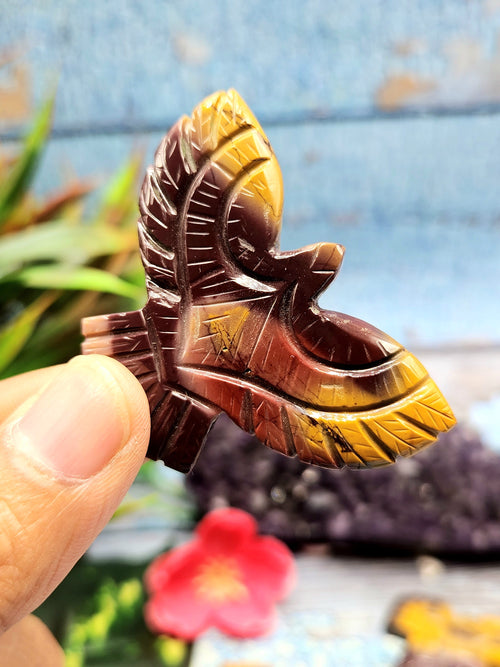 Exquisite Handmade Carving of Phoenix/Eagle in Mookaite Jasper Stone - Symbol of Transformation and Vitality - 2 inches - ONE PIECE ONLY