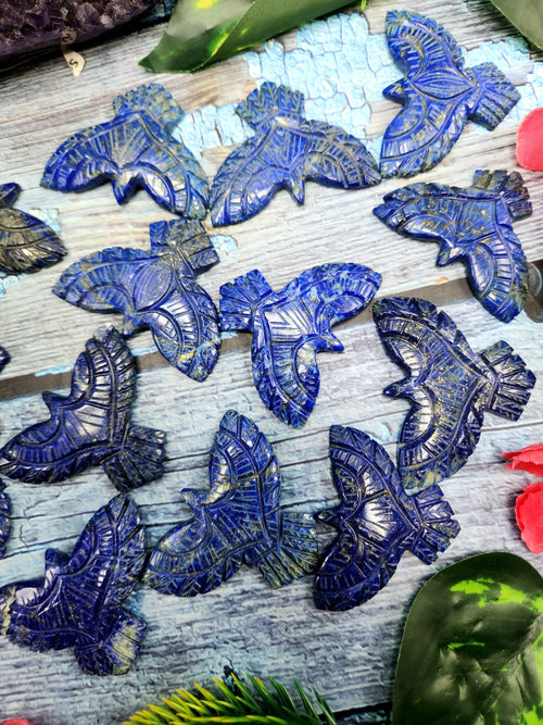 Stunning Handmade Carving of Phoenix/Eagle in Lapis Lazuli Stone - Symbol of Wisdom and Spiritual Awakening - 2 inches - ONE PIECE ONLY