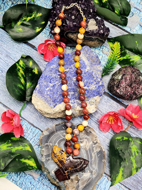 Spiritual Healing Handmade Mookaite Jasper Bead Mala with Mookaite Jasper Phoenix Pendant - Embrace Transformation and Renewal