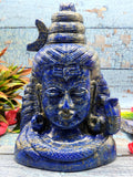 Lord Shiva Head in Lapis Lazuli Stone - Embrace the Power and Beauty of the Divine - 9.5 inches and 4.55 kgs