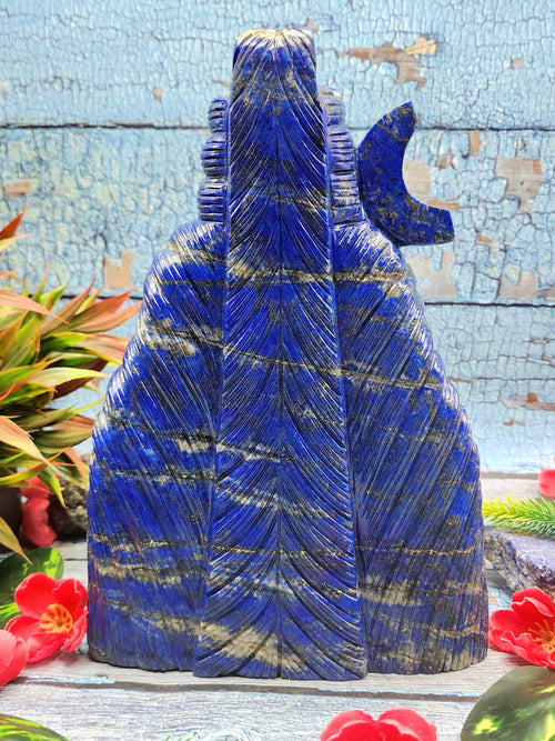 Lord Shiva Head in Lapis Lazuli Stone - Embrace the Power and Beauty of the Divine - 9.5 inches and 4.55 kgs