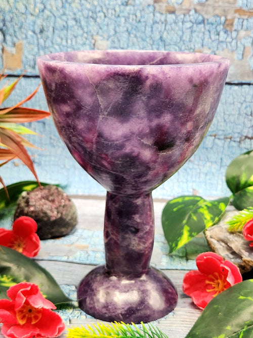 Beautiful gemstone martini glass in lepidolite stone - ONLY 1 PIECE