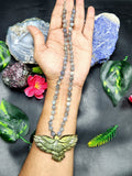 Labradorite Bead Mala with Labradorite Phoenix/Eagle Pendant - Embrace Transformation and Divine Connection