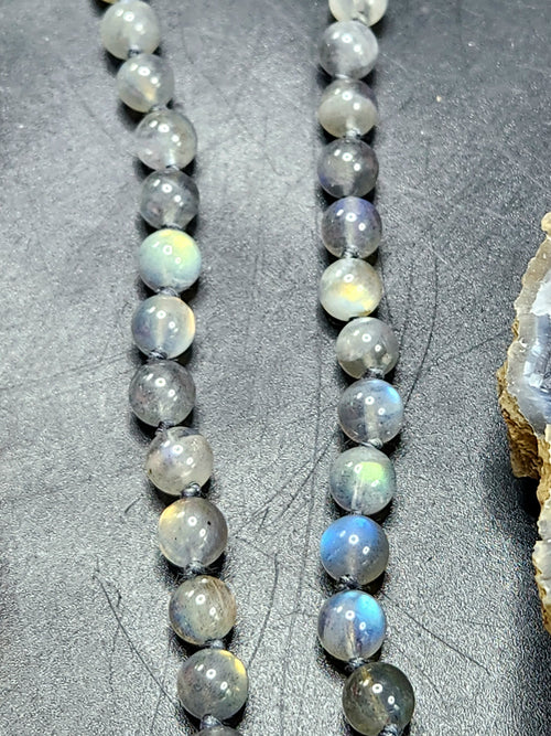 Labradorite Bead Mala with Labradorite Phoenix/Eagle Pendant - Embrace Transformation and Divine Beauty