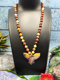 Mookaite Jasper Bead Mala with Mookaite Jasper Phoenix Pendant - Symbolism and Artistry