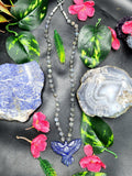 Labradorite Bead Mala with Lapis Lazuli Phoenix Pendant - Symbolism and Craftsmanship