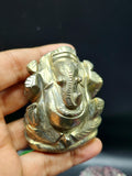 Divine Beauty in Pyrite Stone: Handmade Ganesh Carving Showcasing Exceptional Craftsmanship - 2.8 inches and 290 gms - ONE STATUE ONLY