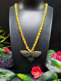 Citrine Bead Mala Necklace with Labradorite Phoenix Pendant - Harness Your Inner Power and Transformation