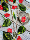 Smokey Quartz and Kunzite Bead Mala Necklace with Labradorite Om Symbol Pendant - Embrace Spiritual Harmony and Inner Peace