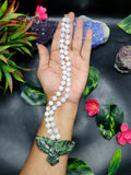 Selenite Bead Mala Necklace with Zoisite Phoenix Pendant - Embrace Renewal and Transformation