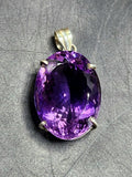 Amethyst Faceted Oval Pendant in 925 Silver: Unveil the Captivating Beauty of Amethyst