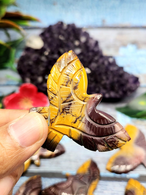 Exquisite Handmade Carving of Phoenix/Eagle in Mookaite Jasper Stone - Symbol of Transformation and Vitality - 2 inches - ONE PIECE ONLY