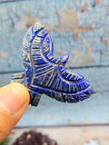 Stunning Handmade Carving of Phoenix/Eagle in Lapis Lazuli Stone - Symbol of Wisdom and Spiritual Awakening - 2 inches - ONE PIECE ONLY