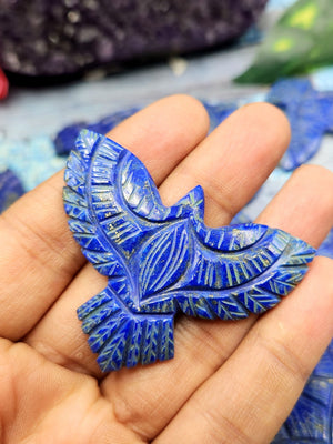 Stunning Handmade Carving of Phoenix/Eagle in Lapis Lazuli Stone - Symbol of Wisdom and Spiritual Awakening - 2 inches - ONE PIECE ONLY