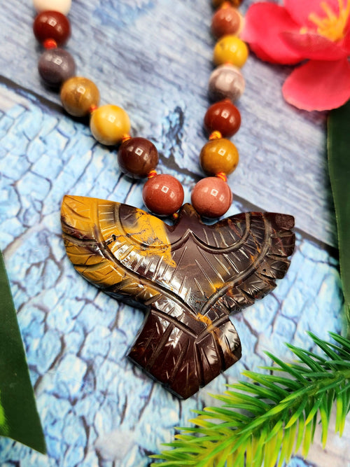 Spiritual Healing Handmade Mookaite Jasper Bead Mala with Mookaite Jasper Phoenix Pendant - Embrace Transformation and Renewal