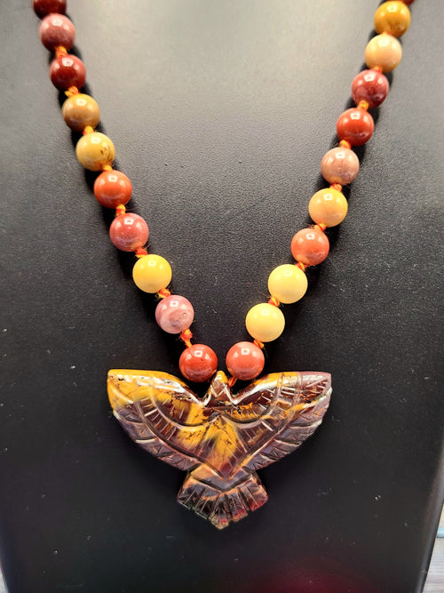 Mookaite Jasper Bead Mala with Mookaite Jasper Phoenix Pendant - Embrace Spiritual Transformation and Rebirth