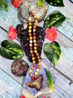 Mookaite Jasper Bead Mala with Mookaite Jasper Phoenix Pendant - Embrace Spiritual Transformation and Rebirth