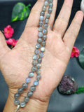 Sacred Handmade Labradorite Bead Mala with Labradorite Holy Cross Pendant - Embrace Spiritual Connection and Divine Protection