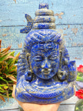 Lord Shiva Head in Lapis Lazuli Stone - Embrace the Power and Beauty of the Divine - 9.5 inches and 4.55 kgs