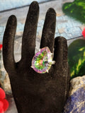 Mystic Quartz Faceted Tear Drop Ring (size 8) : Mesmerizing Beauty in 925 Silver
