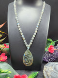 Labradorite Bead Mala with Labradorite Om Symbol Pendant - Embrace Spiritual Connection and Exquisite Craftsmanship