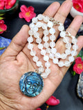 Moonstone Bead Mala with Labradorite Buddha Pendant - Embrace Tranquility and Craftsmanship