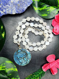 Moonstone Bead Mala with Labradorite Buddha Pendant - Embrace Tranquility and Craftsmanship