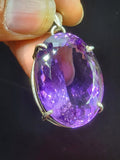Amethyst Faceted Oval Pendant in 925 Silver: Unveil the Captivating Beauty of Amethyst